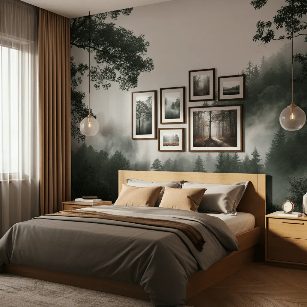 Forest Accent Wall Bedroom