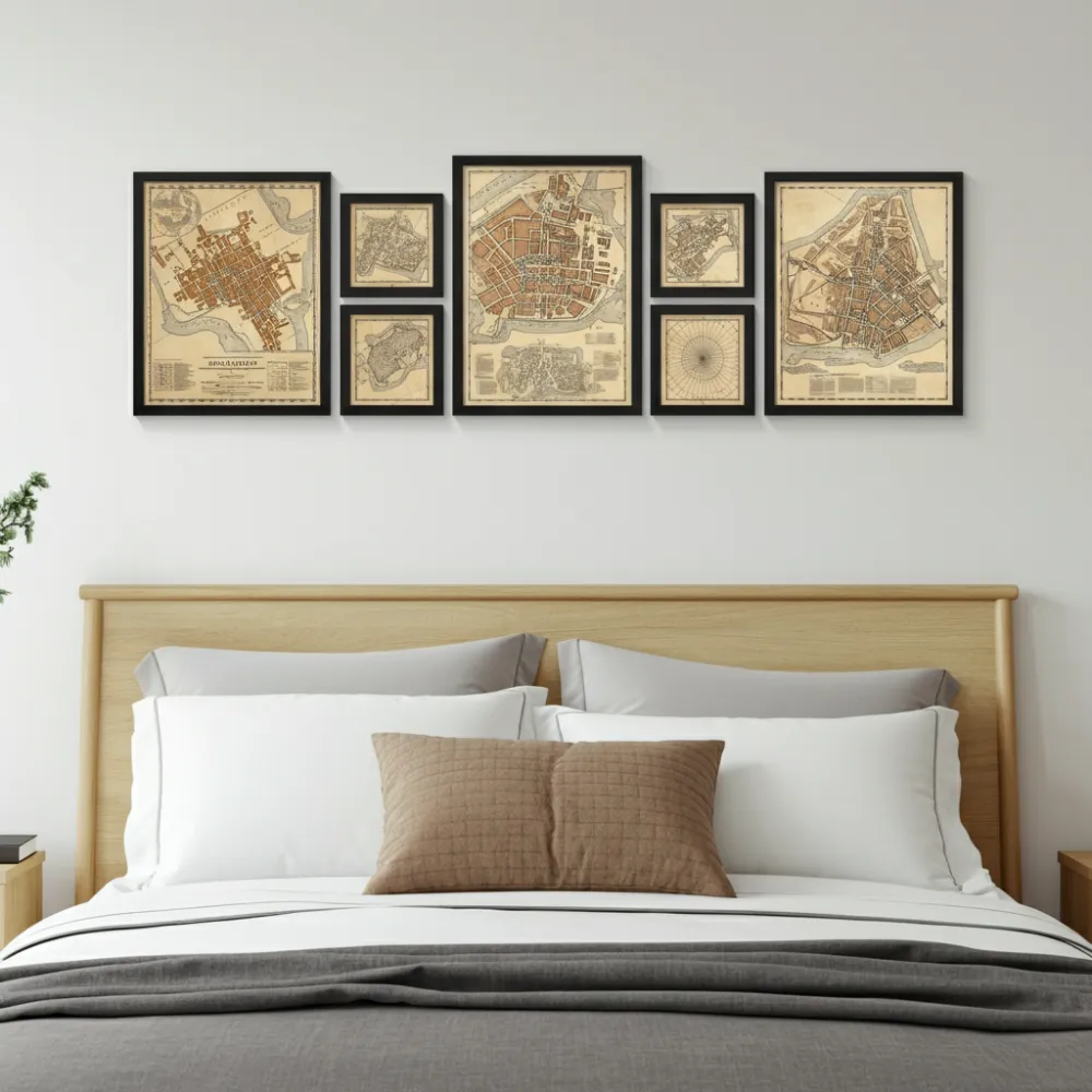 Framed Vintage Maps or Blueprints