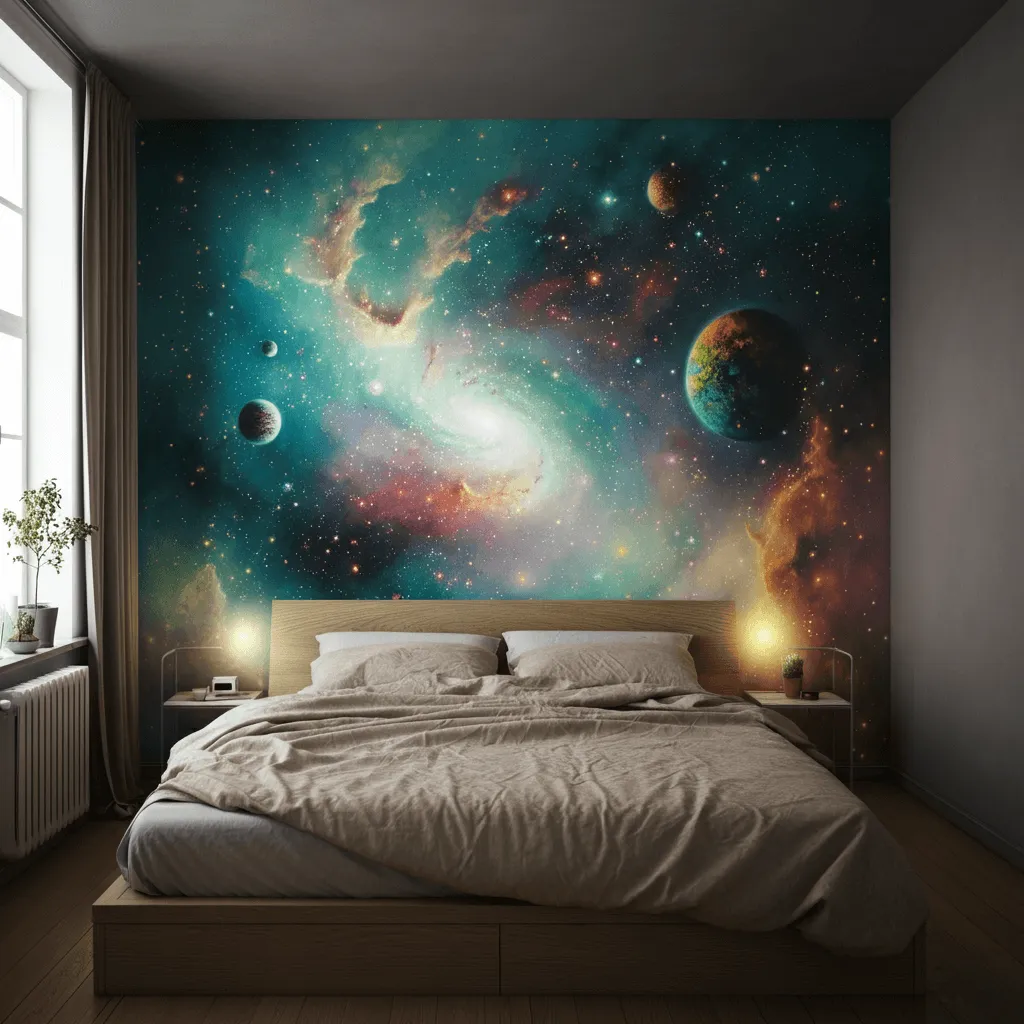 Bedroom Feature Wall Decors That Will Instantly Steal the Spotlight 11 Galaxy Mural Bedroom