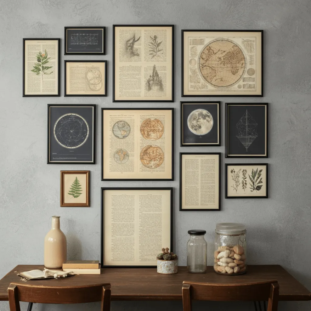 Gallery Wall of Book Pages