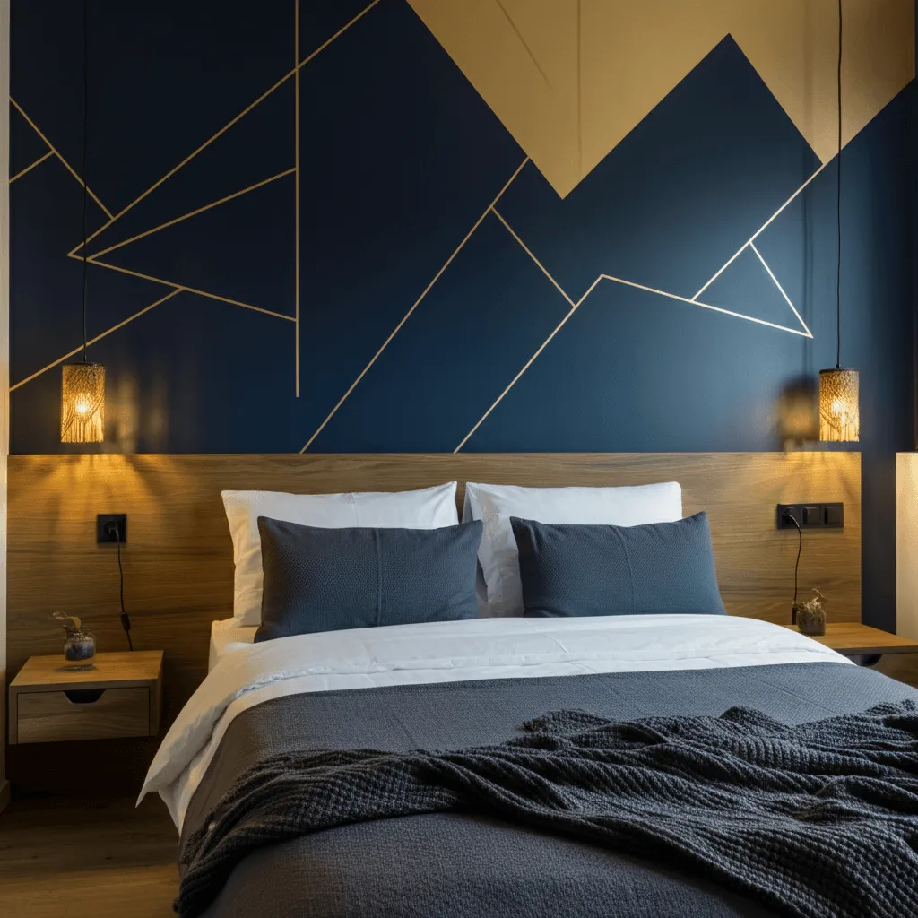 Bedroom Feature Wall Decors That Will Instantly Steal the Spotlight 2 Geometric Feature Wall