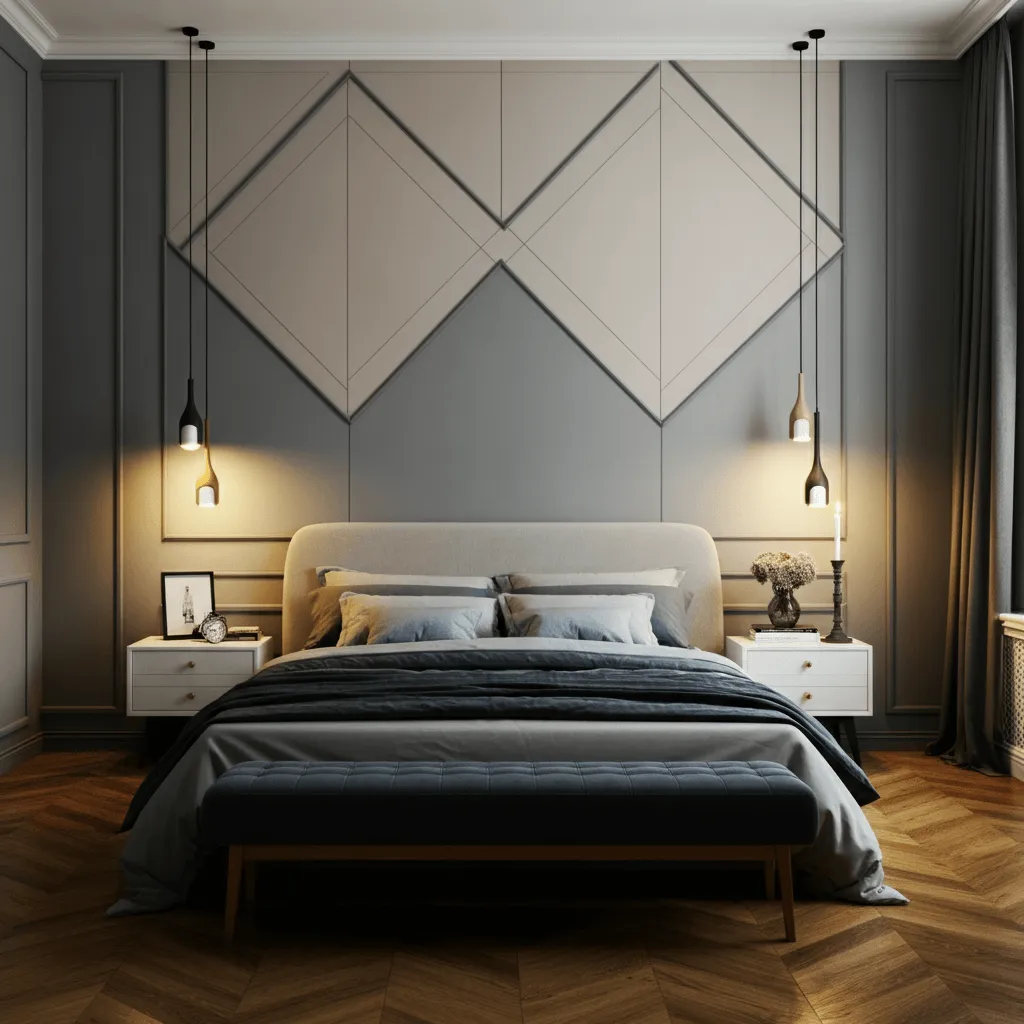 Geometric Patterned Bedroom