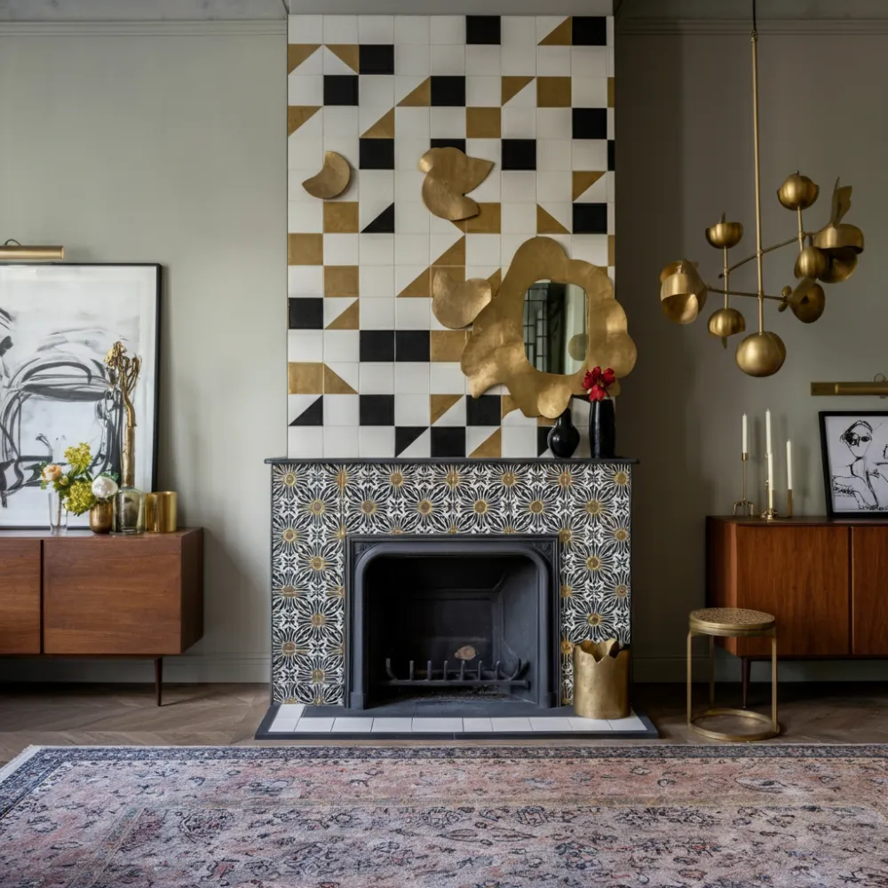 Geometric Tile Fireplace