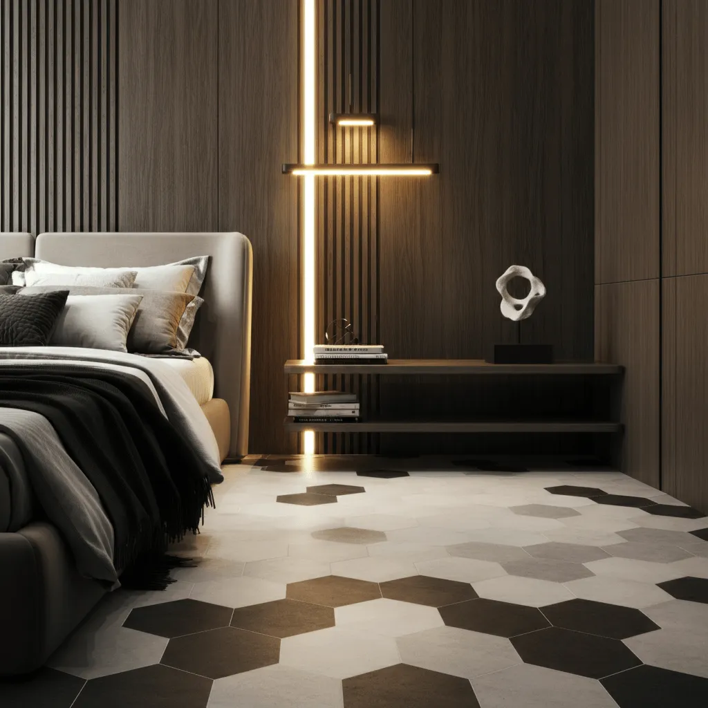 10 Game-Changing Bedroom Tiles Floor Ideas for a Modern Look 5 Geometric Tiles Bedroom