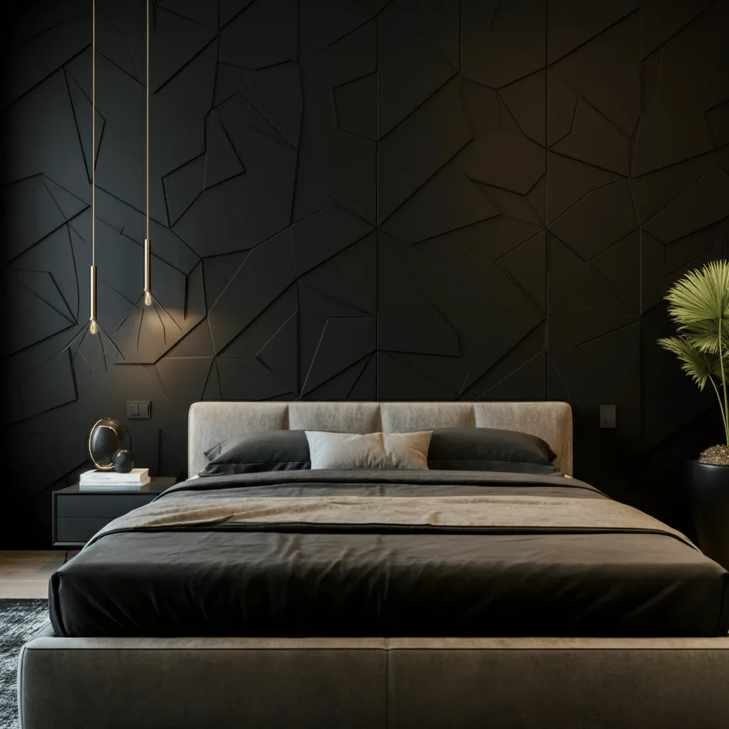 Geometric Wall Panels Bedroom