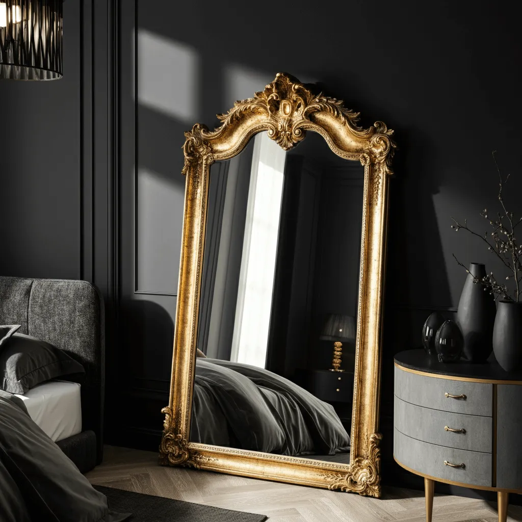 10 Black and Gold Bedroom Decors to Elevate Your Space 7 Gilded Mirrors
