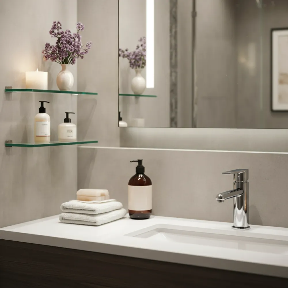 Glass Shelves Bathroom Design