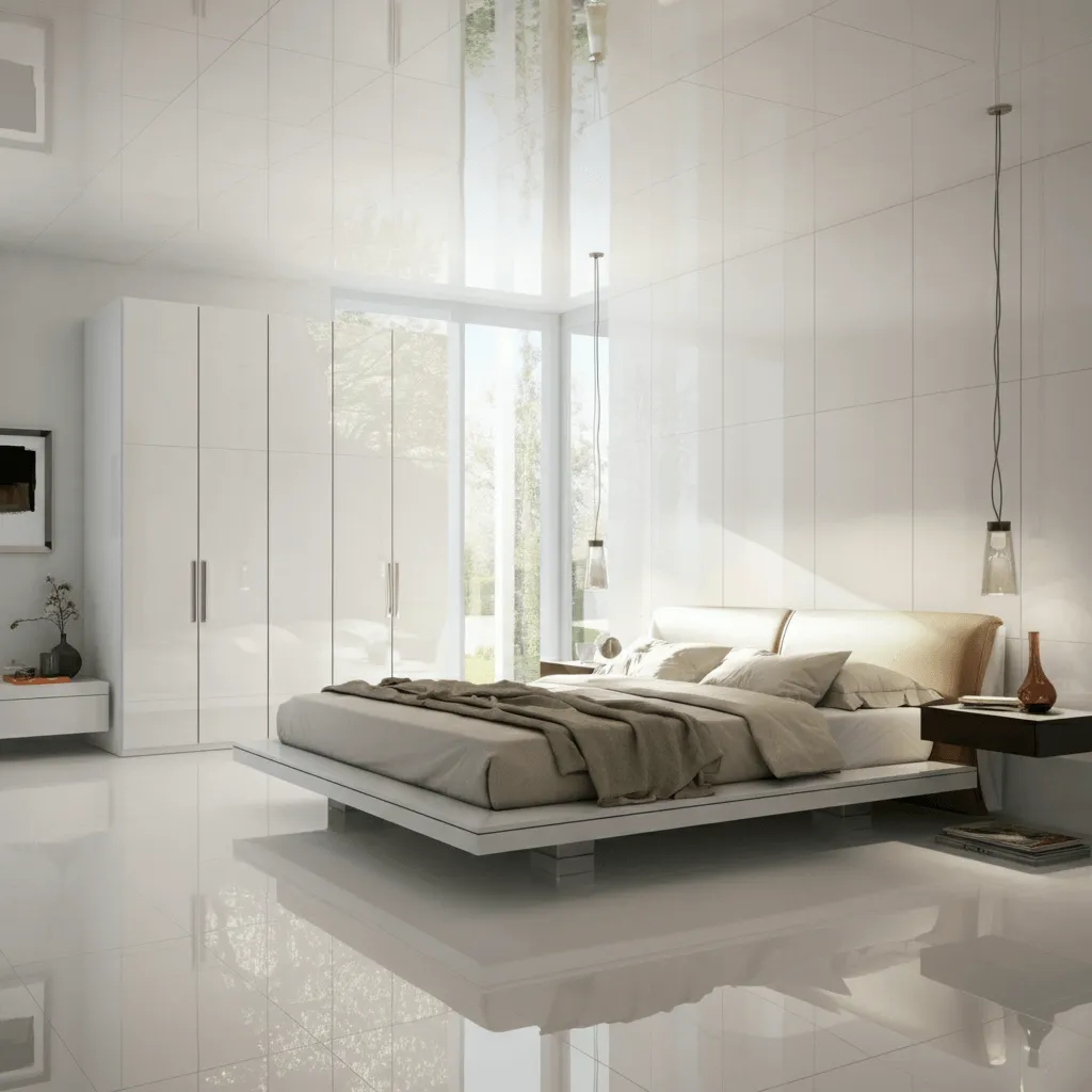 10 Game-Changing Bedroom Tiles Floor Ideas for a Modern Look 6 Glossy tilles
