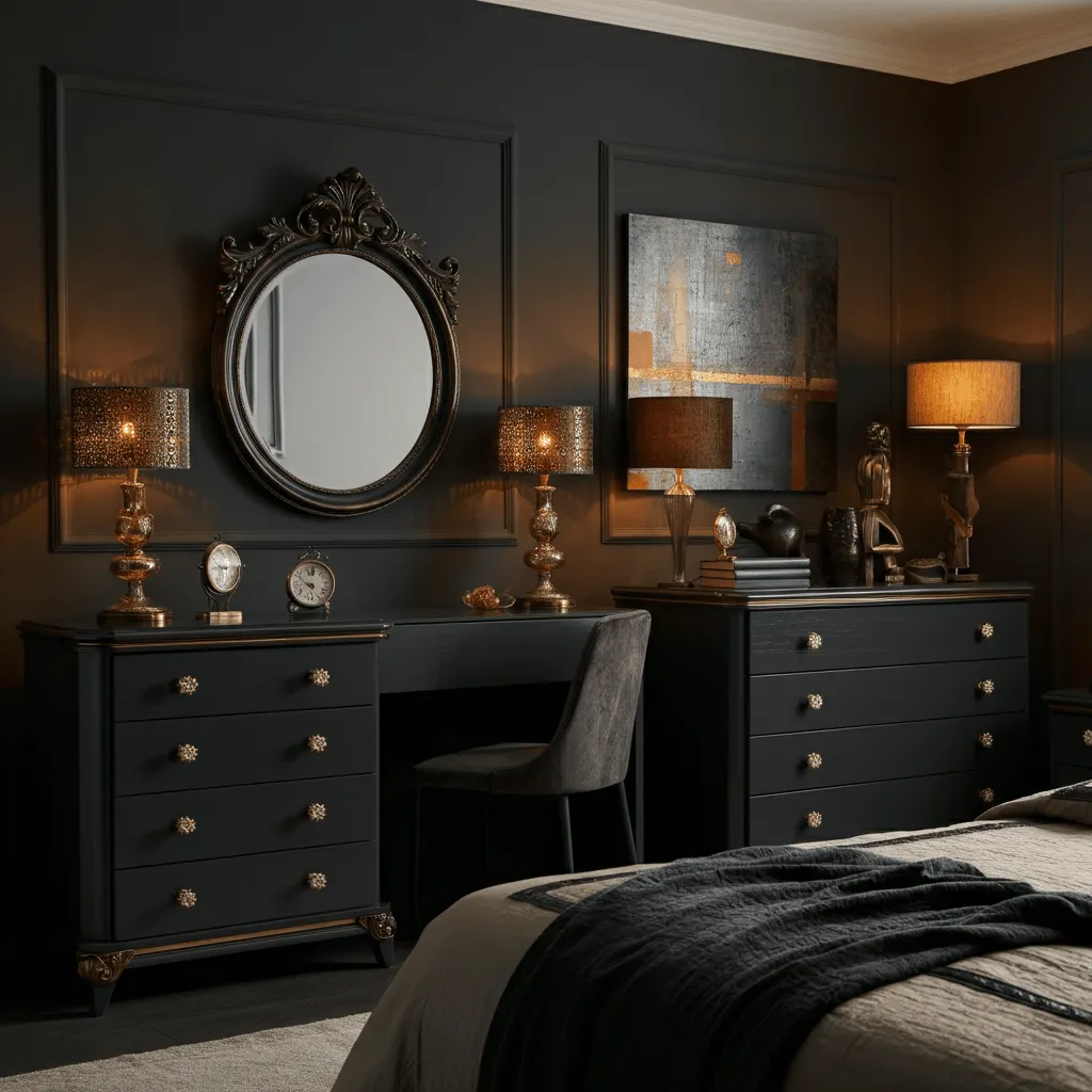 Gold Bronze Accents Bedroom