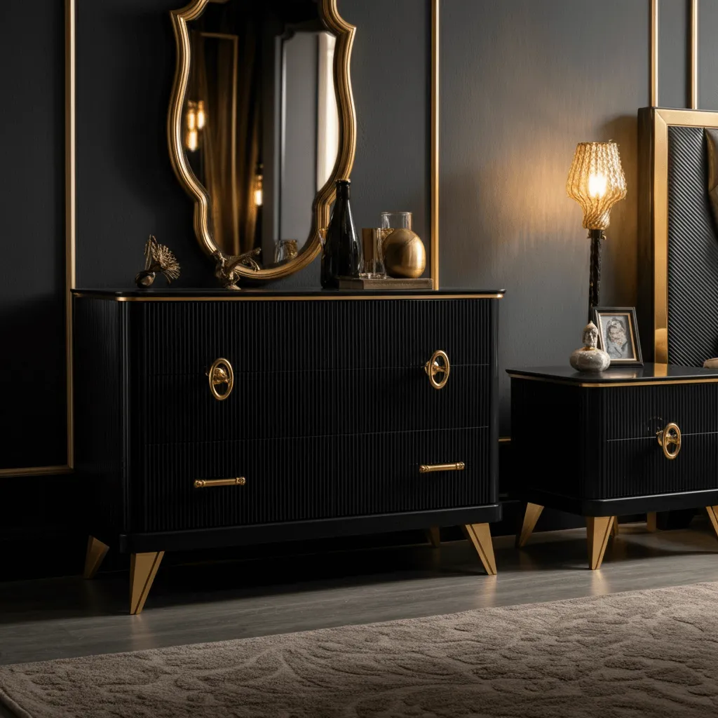 10 Black and Gold Bedroom Decors to Elevate Your Space 4 Golden Accents for Furniture