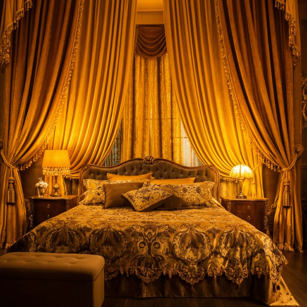 Golden Curtains and Drapes