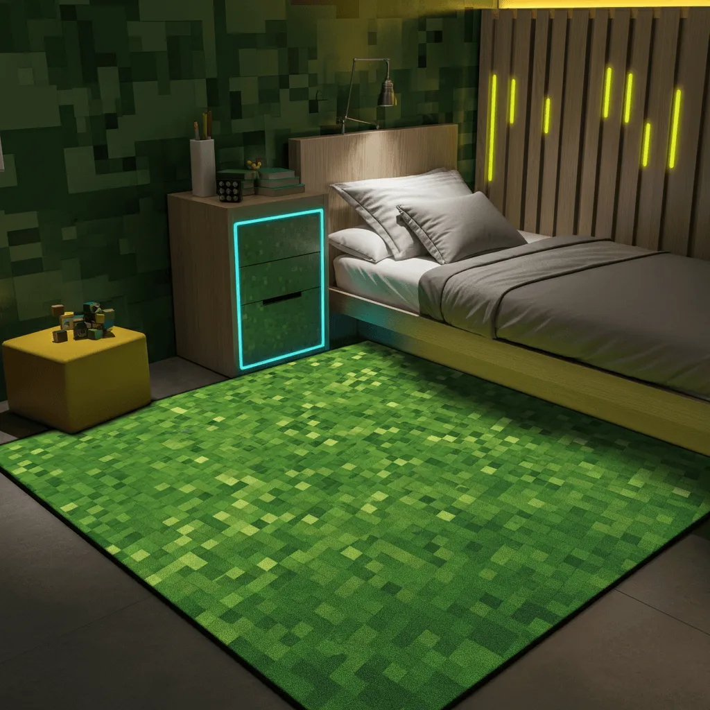 17 Minecraft Bedroom Decor Ideas That Will Blow Your Mind 5 Grass Rug