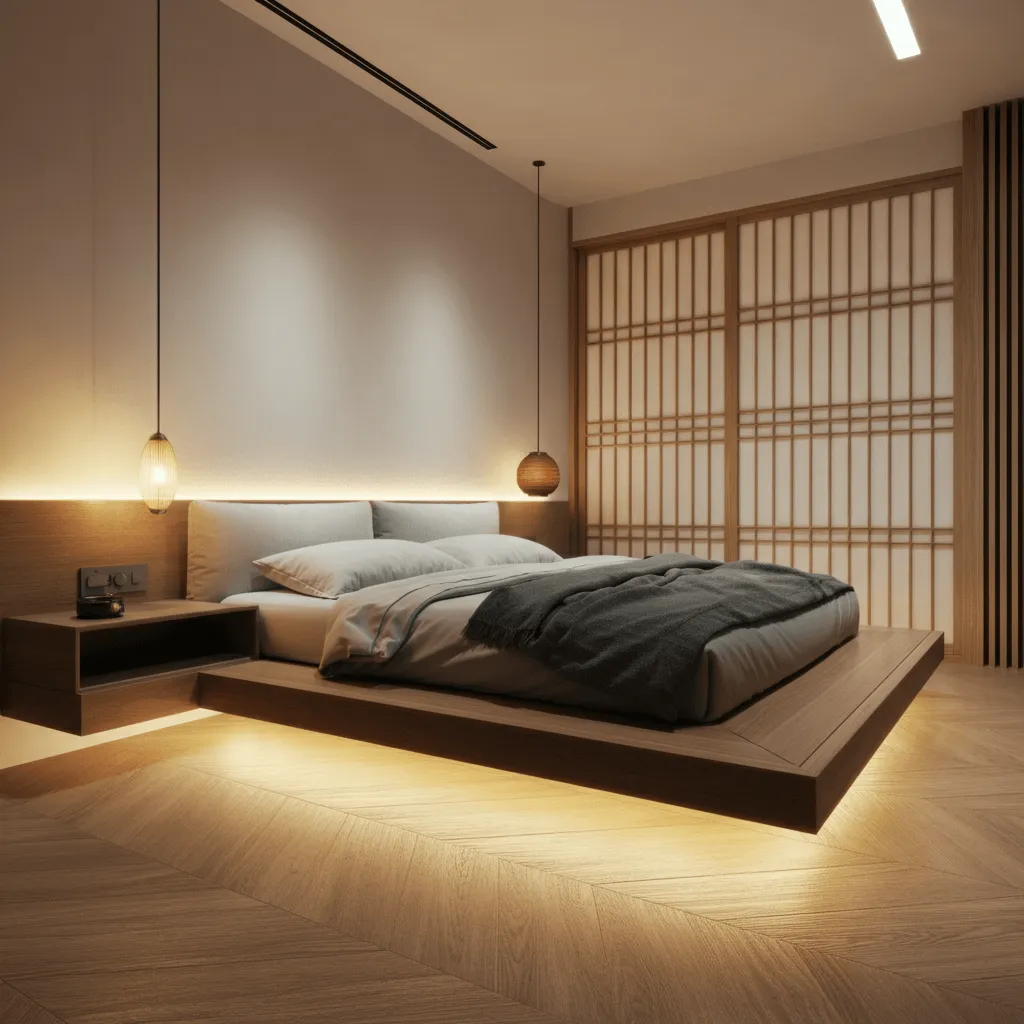 Ground-Level Panels Floating Bed