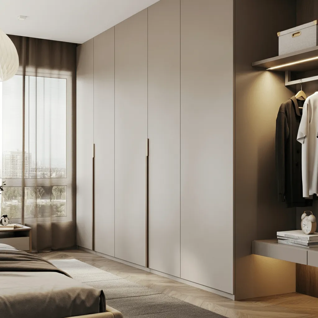 15 Inspiring Bedroom Built-in Wardrobe Designs for Modern Homes 13 Handle-Free Wardrobe