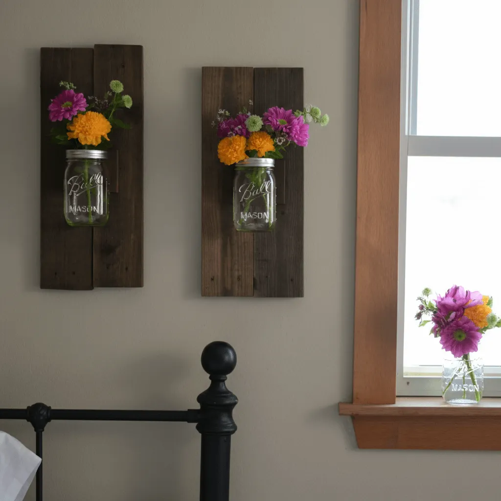 Charming Farmhouse Bedroom Wall Decor Ideas to Try Now 9 Hanging Mason Jars