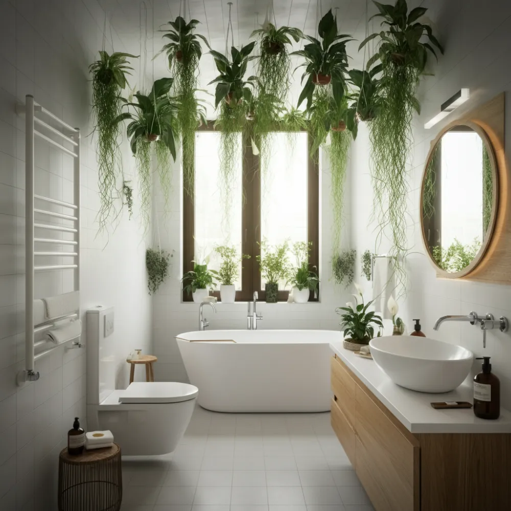 Hanging Plants Bathroom