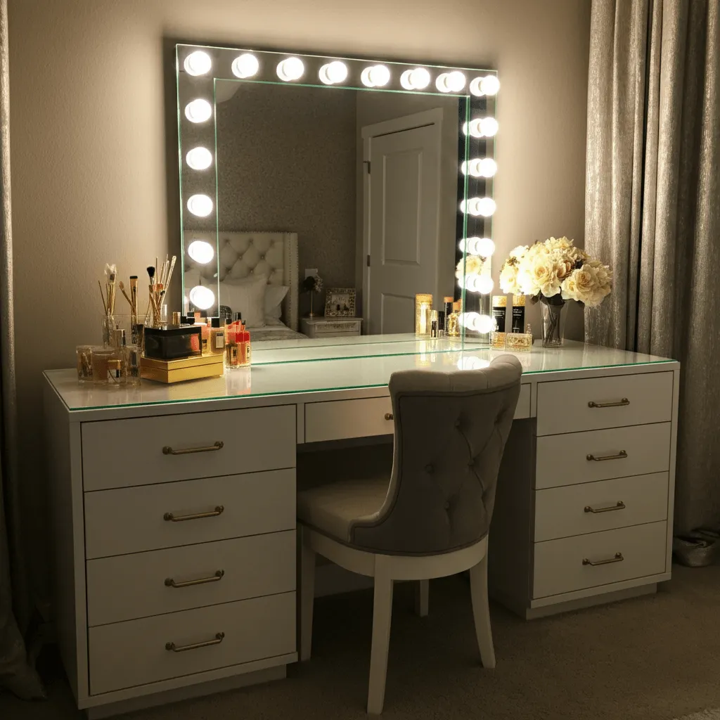 10 Bedroom Vanity Ideas to Elevate Your Space 4 Hollywood Glam Vanity