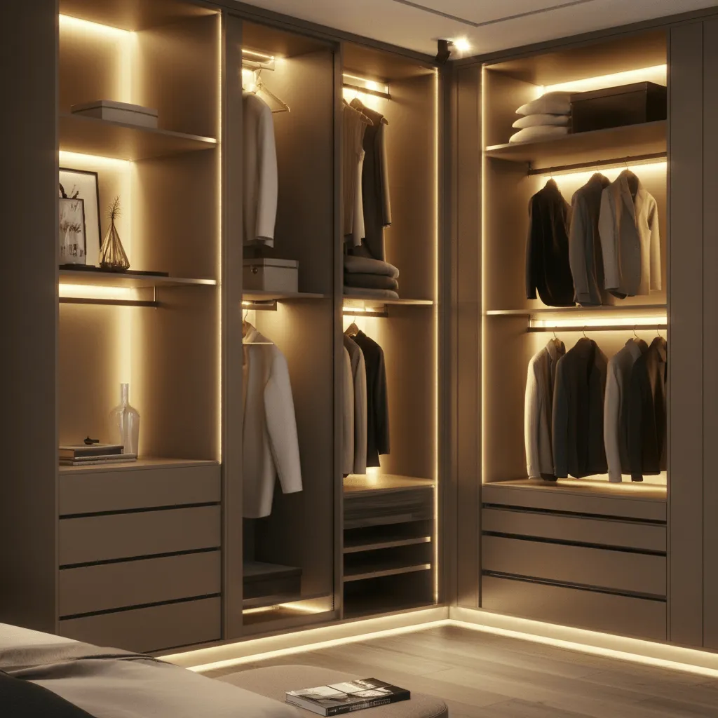15 Inspiring Bedroom Built-in Wardrobe Designs for Modern Homes 16 Illuminated Wardrobe