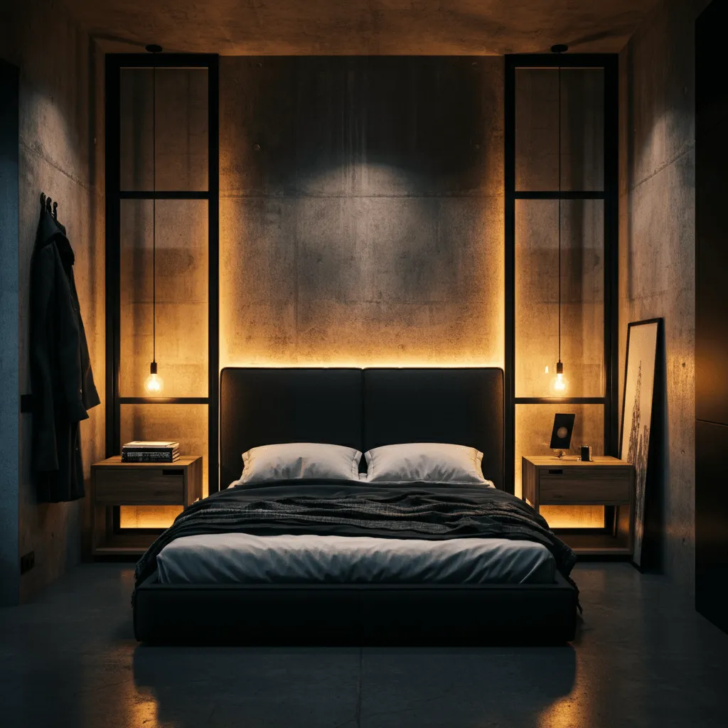 10 Stunning Bedroom Elevation Ideas for Modern Homes 6 Industrial Charm with Exposed Concrete