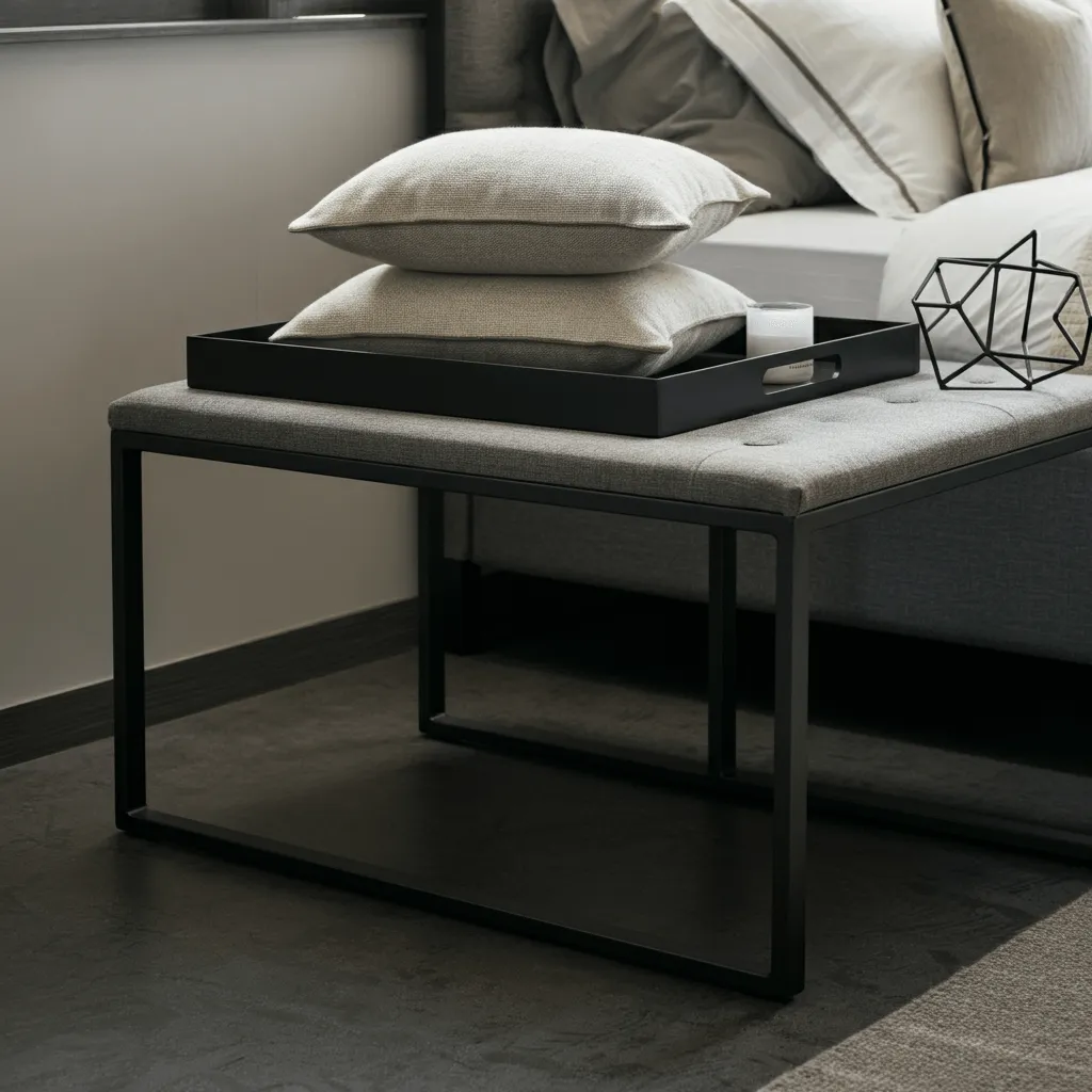 Industrial Metal Frame Bedroom Bench