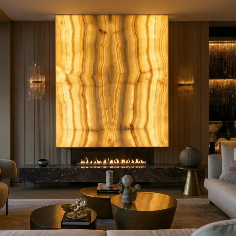 LED Backlit Onyx Fireplace