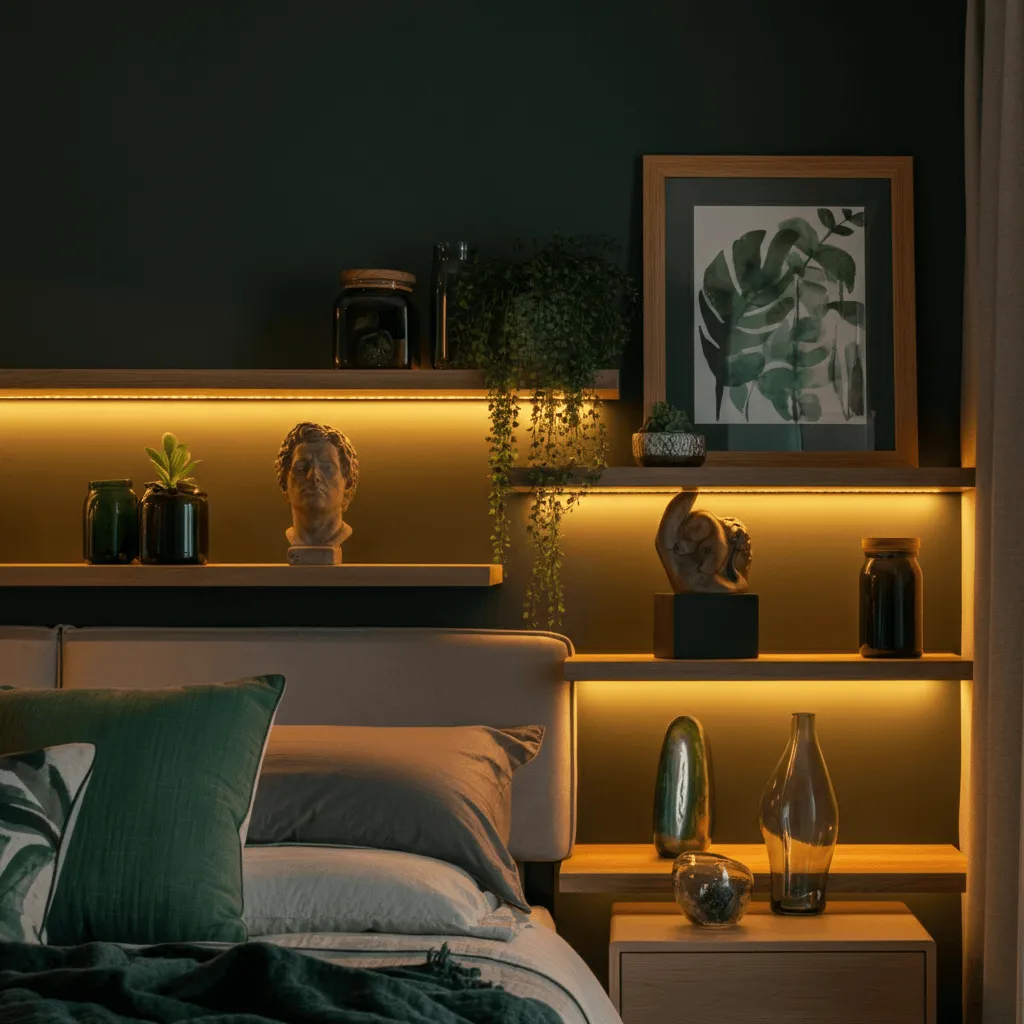 LED-Lit Floating Shelves