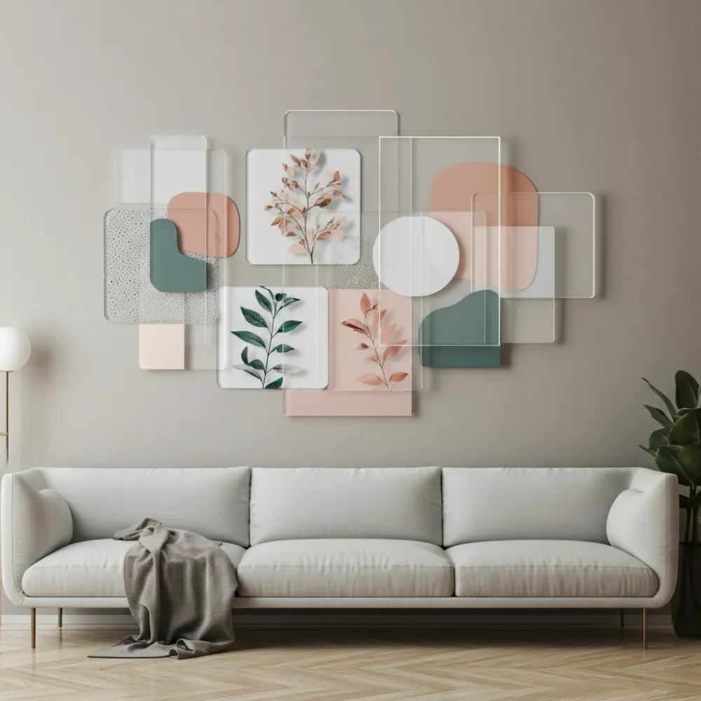 33 Living Room Wall Decor Ideas That Will Blow Your Guests Away! 22 Layered Acrylic Wall Art