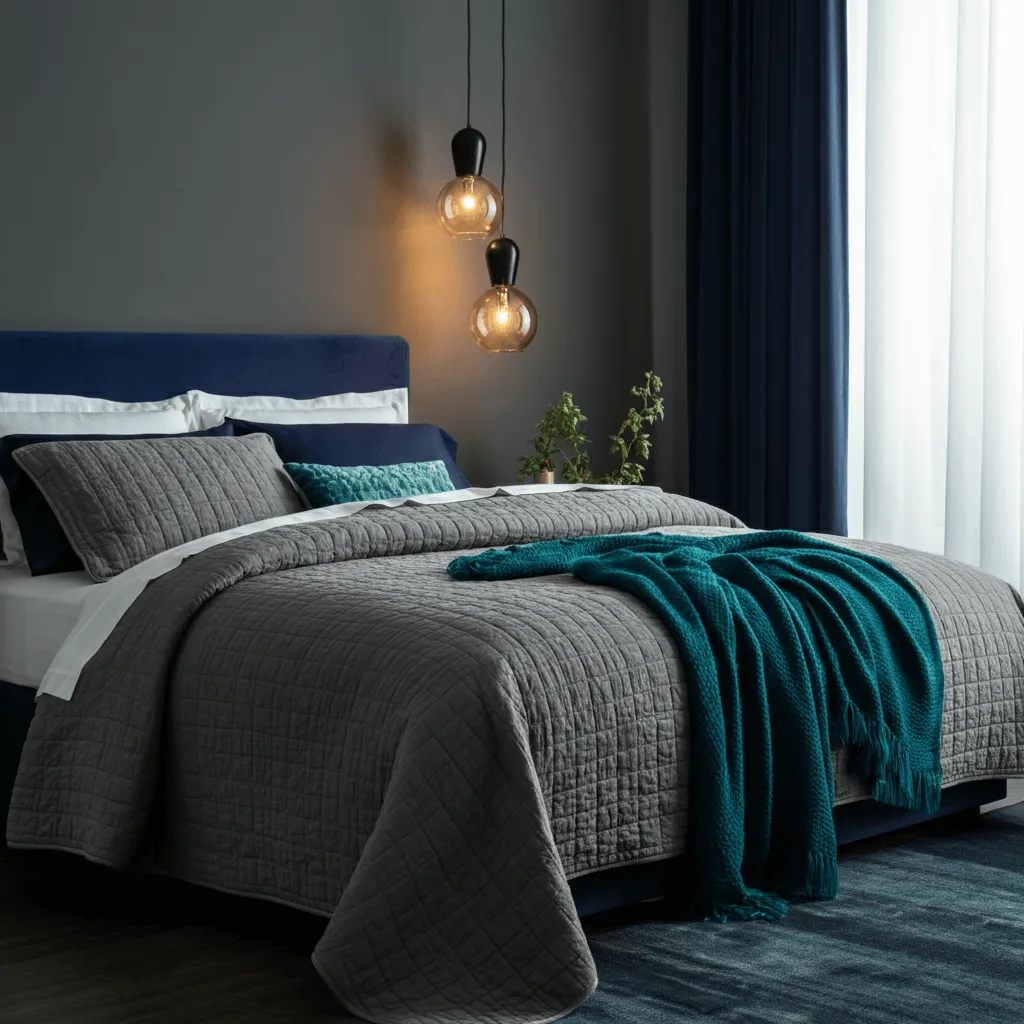 Layered Blue and Grey Fabrics