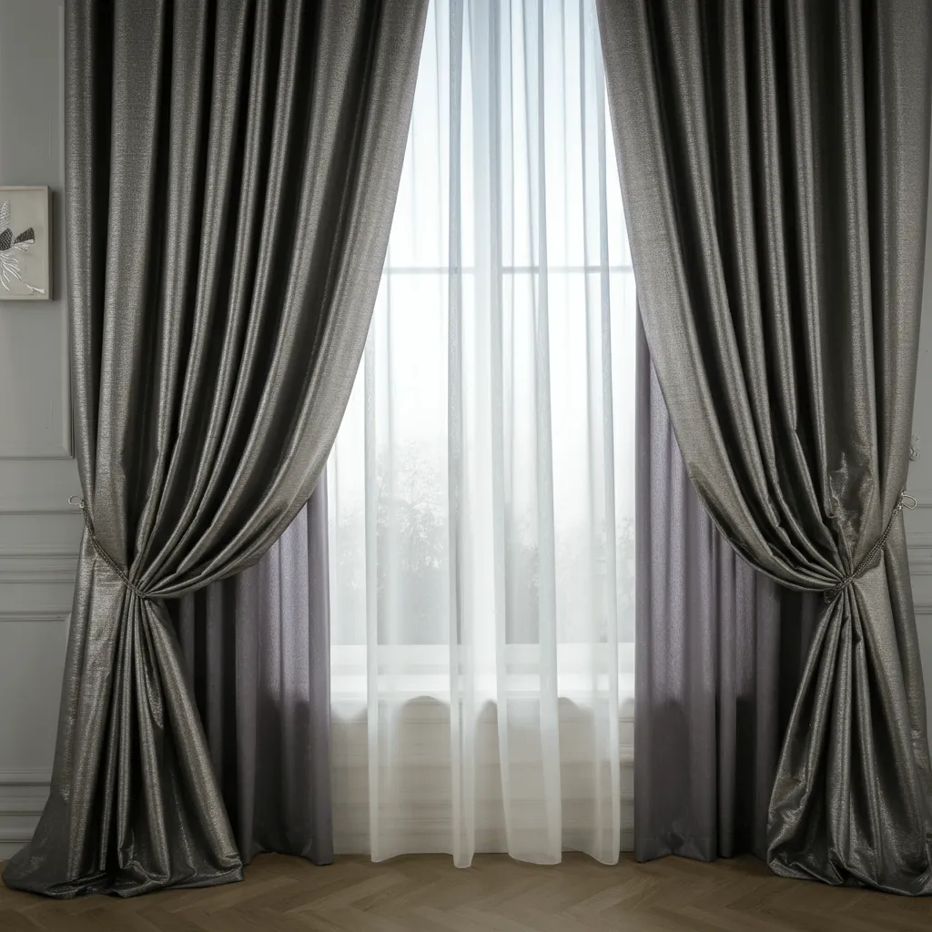Layered Curtains in Silver Hues