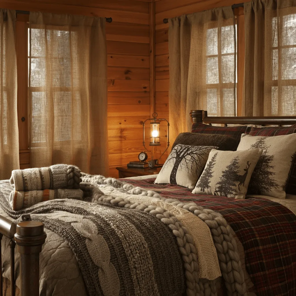 Layered Textiles Cabin Bedroom