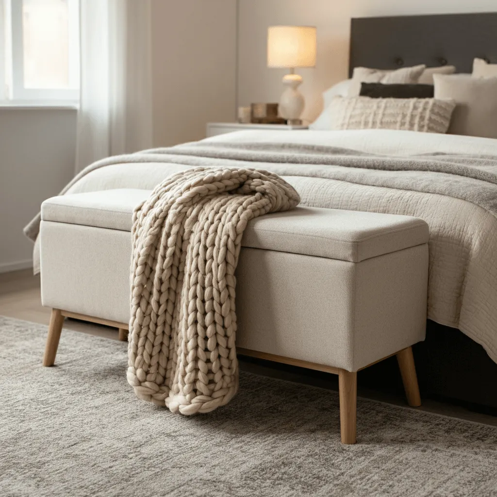 Layered Textures Bedroom Bench