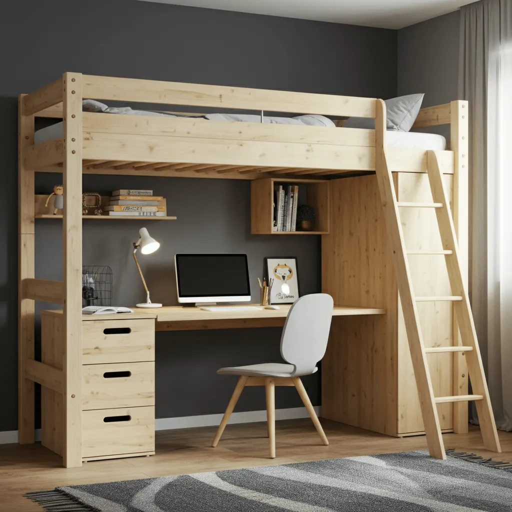 10 Bunk Bed Ideas to Maximize Space and Style 9 Loft Bed with Desk