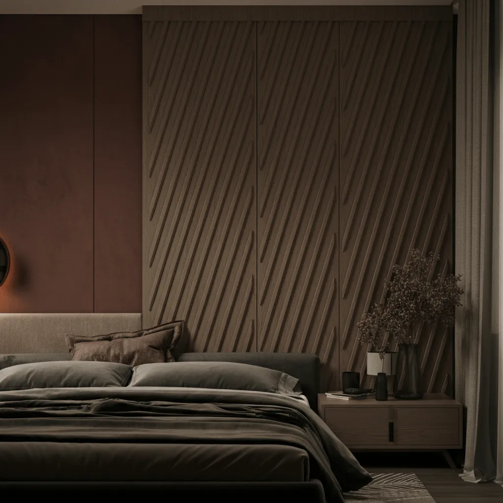 10 Stunning Bedroom Elevation Ideas for Modern Homes 8 Louvered Panel Design