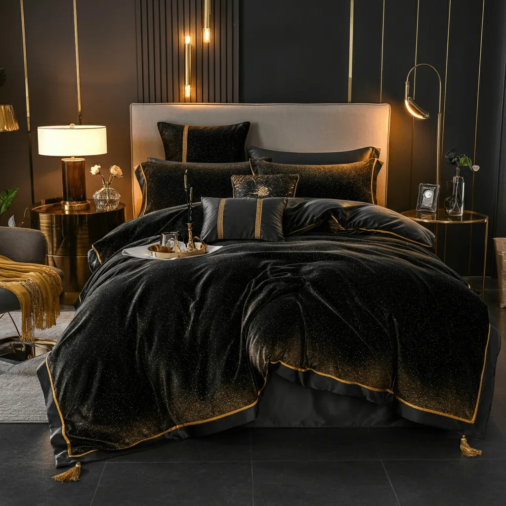 10 Black and Gold Bedroom Decors to Elevate Your Space 3 Luxurious Bedding