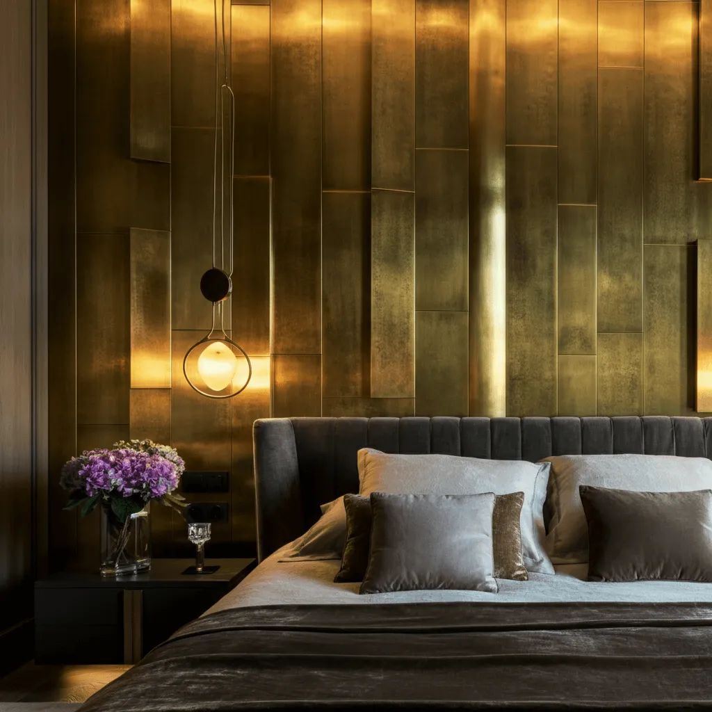 Metallic Accent Panels Bedroom