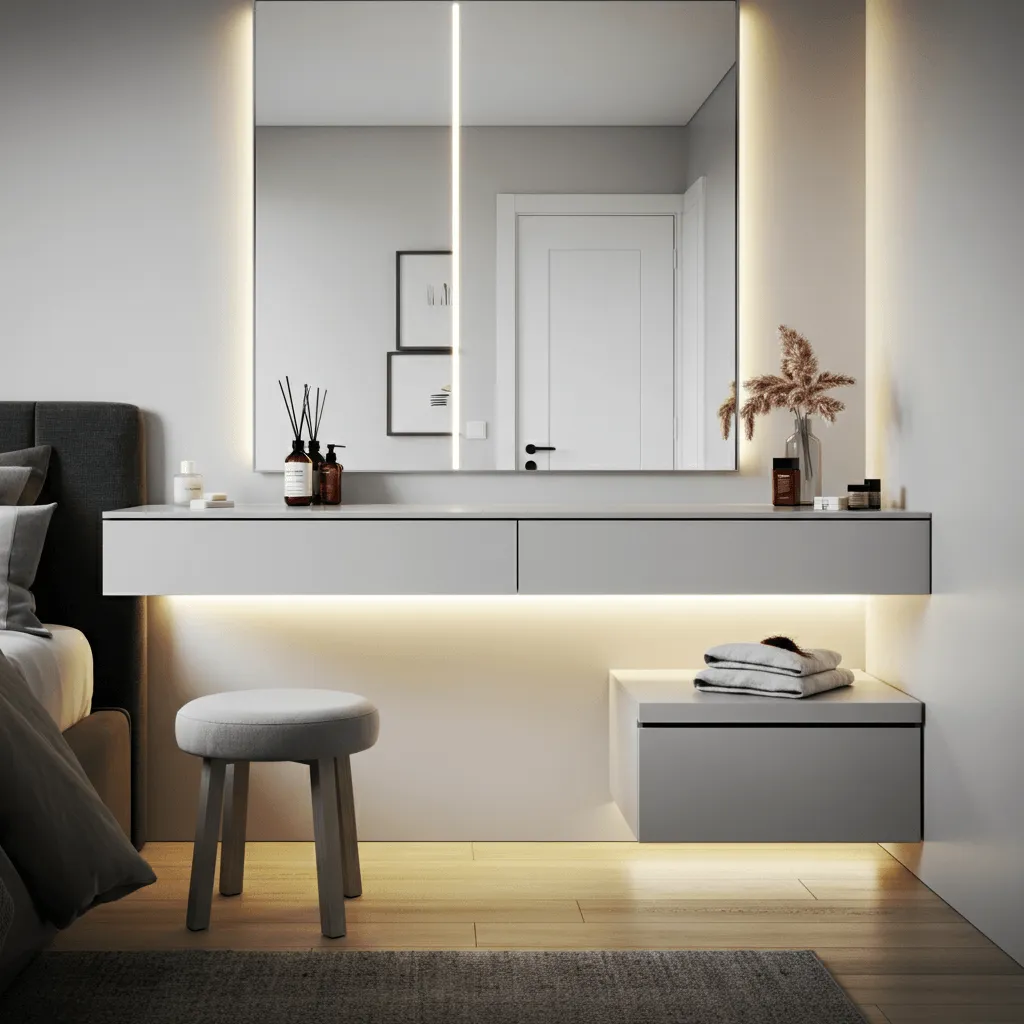 10 Bedroom Vanity Ideas to Elevate Your Space 2 Minimalist Floating Vanity