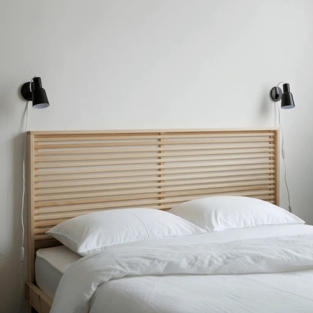 Minimalist Slatted Wood Headboard