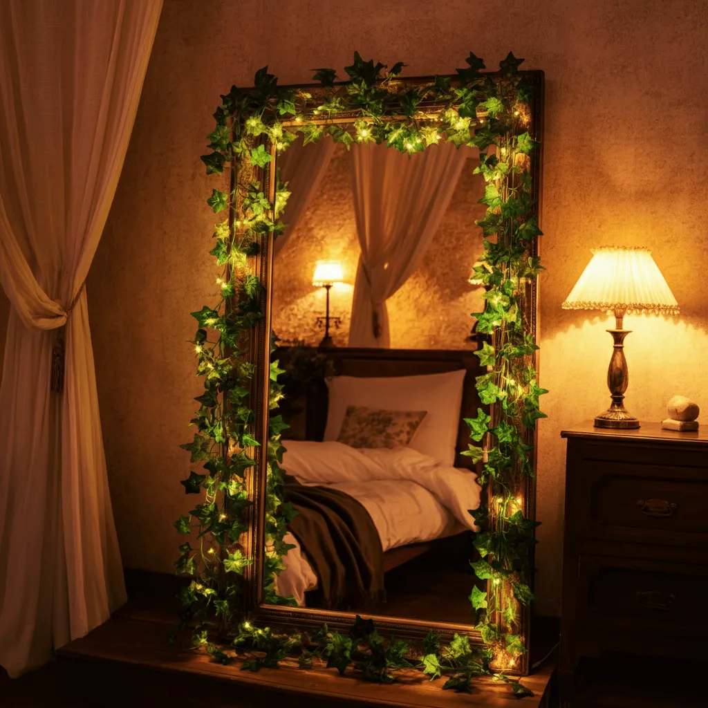 Mirror with Artificial Ivy