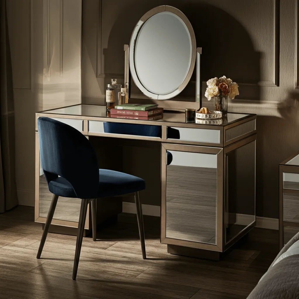 10 Bedroom Vanity Ideas to Elevate Your Space 8 Mirrored Vanity