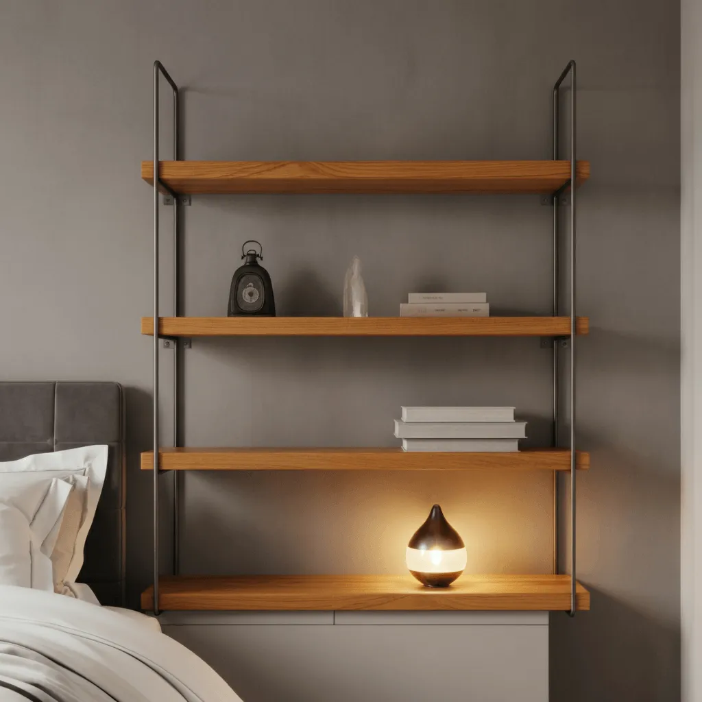 Mixed Material Floating Shelves