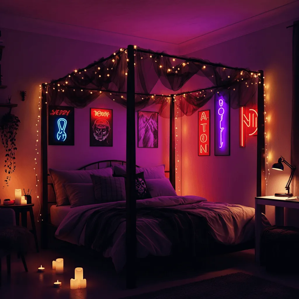10 Bedroom Grunge Ideas That Scream Cool Without Even Trying 6 Moody Lighting Grunge Bedroom