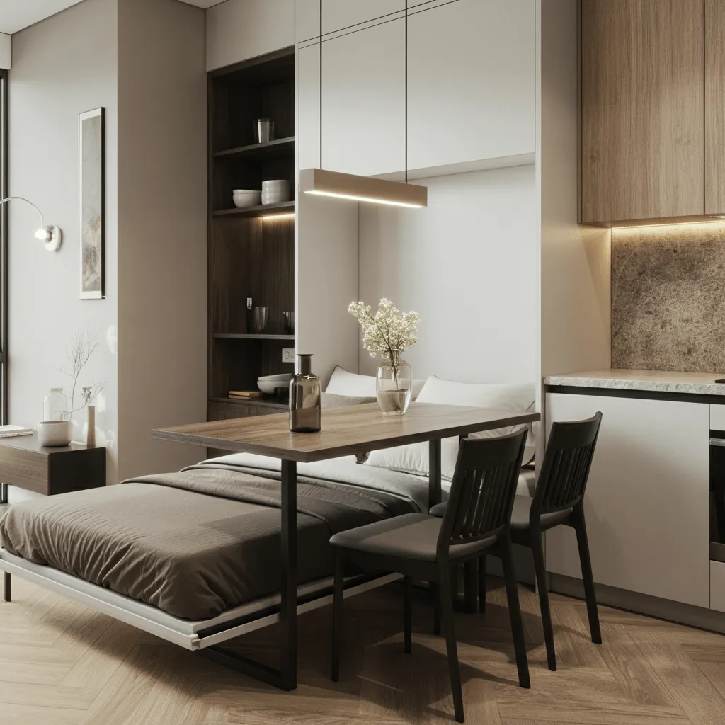 10 Murphy Bed Designs to Maximize Space and Style 8 Murphy Bed with Dining Table