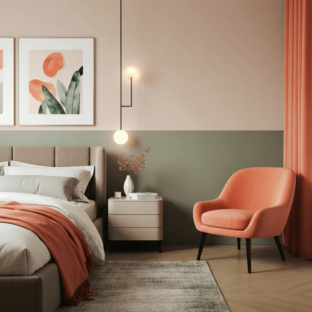 Muted Coral Bedroom