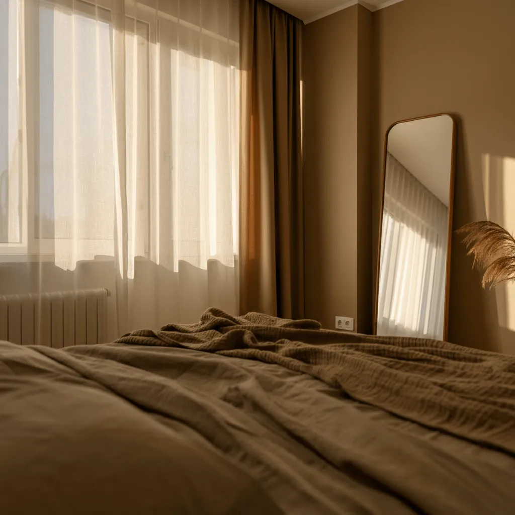 Natural Light Tan Bedroom