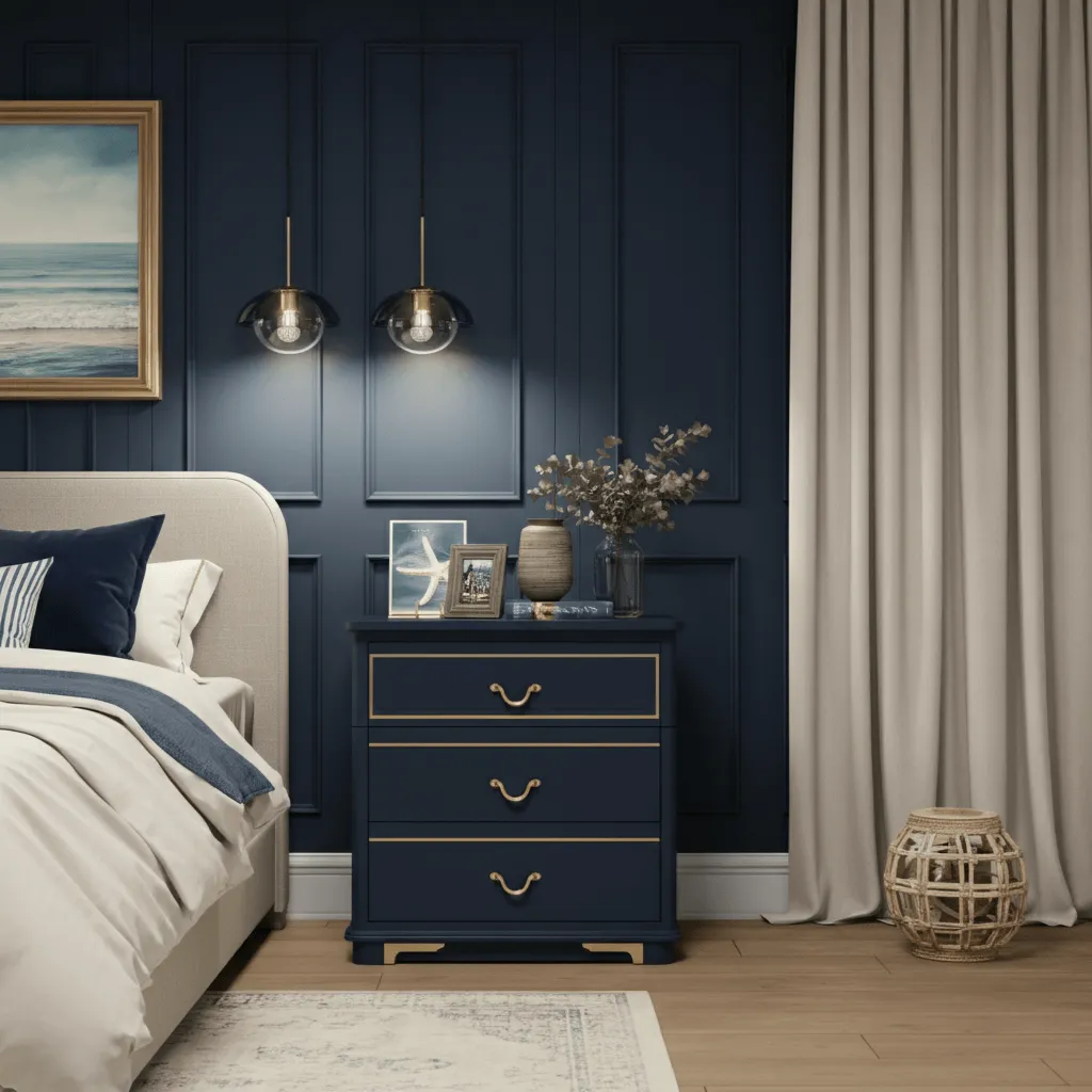 Navy Blue Accents Bedroom