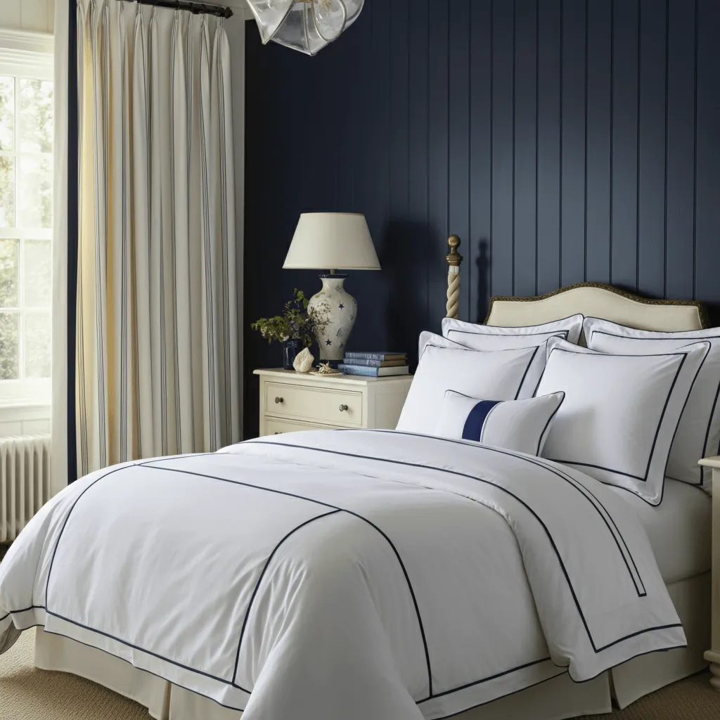 Navy and White Bedroom