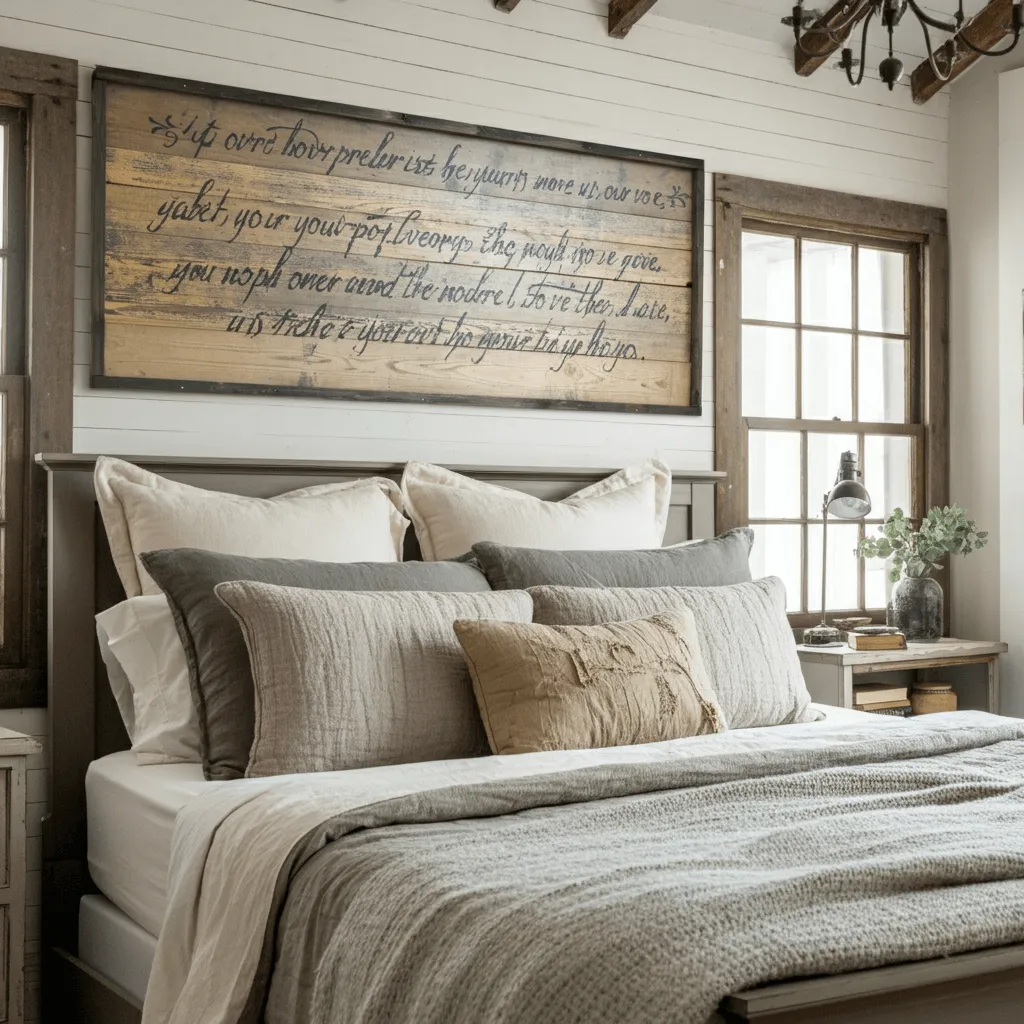 Charming Farmhouse Bedroom Wall Decor Ideas to Try Now 4 Oversized Barnwood Sign