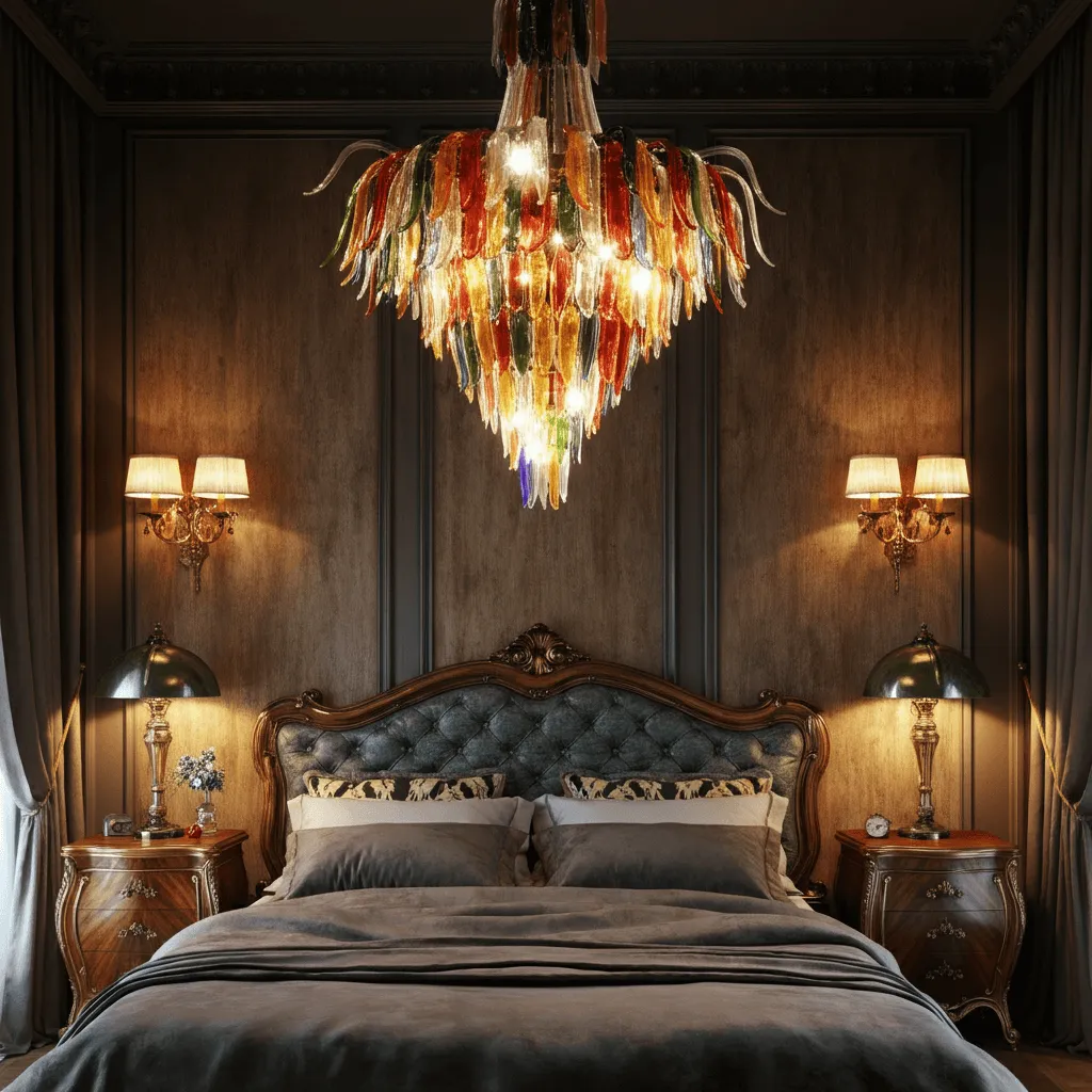 Oversized Chandelier Bedroom