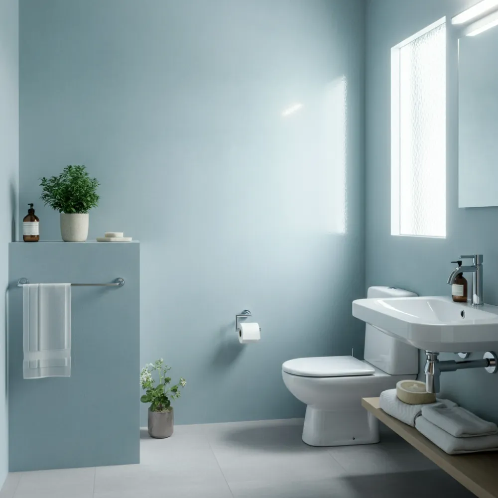 Pale Blue Reflective Walls