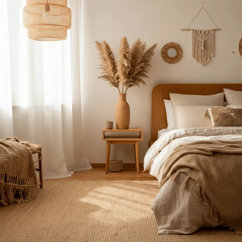 Pampas Grass Boho Bedroom